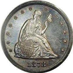 1878 20C PR64 PCGS. Deep inky-dark toning blankets the
