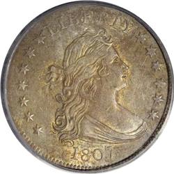 1807 25C AU58 PCGS. B-1, R.3. Die State IV, as usually