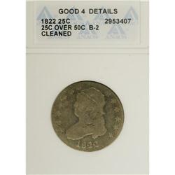 1822 25C 25/50C--Cleaned--ANACS. Good 4 Details. B-2,