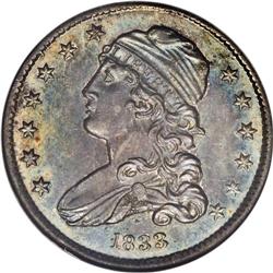 1833 25C MS65 Prooflike NGC. B-2, R.3. Two varieties a