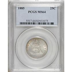 1885 25C MS64 PCGS. This lightly toned and lustrous Ch