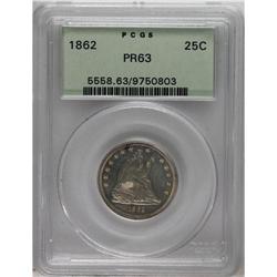 1862 25C PR63 PCGS. One of only 550 proofs coined in t