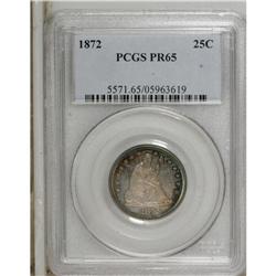 1872 25C PR65 PCGS. Lovely variegated toning includes