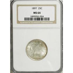 1897 25C MS64 NGC. Well-defined and slightly frosty wi