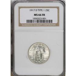1917-D 25C Type One MS66 Full Head NGC. Untoned surfac