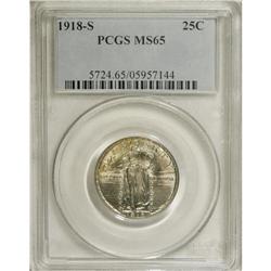 1918-S 25C MS65 PCGS. This satiny Gem displays light h