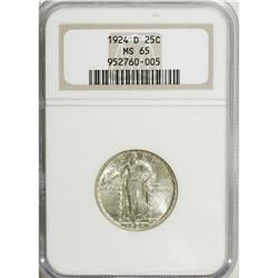 1924-D 25C MS65 NGC. The shining surfaces have thin vi