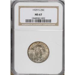 1929-S 25C MS67 NGC. Standing Liberty quarter speciali