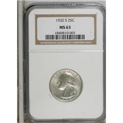 1932-S 25C MS63 NGC. This key date Washington quarter