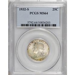 1932-S 25C MS64 PCGS. Choice and satiny, this first-ye