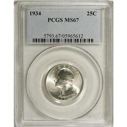 1934 25C Medium Motto MS67 PCGS. Vibrant cartwheel she