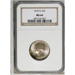 1935-D 25C MS66 NGC. Washington quarter aficionados pr