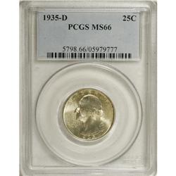 1935-D 25C MS66 PCGS. Sea-green and straw-gold shades
