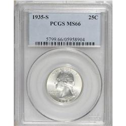 1935-S 25C MS66 PCGS. Pastel sky-blue and honey toning
