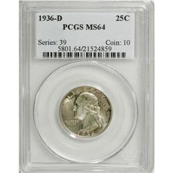 1936-D 25C MS64 PCGS. Well struck with intense satin l