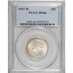 1937-D 25C MS66 PCGS. Softly lustrous beneath rich sil