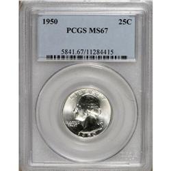 1950 25C MS67 PCGS. Essentially brilliant with a hint