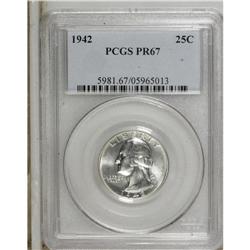 1942 25C PR67 PCGS. Crisply detailed and immaculately