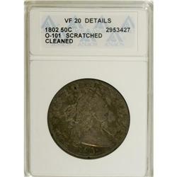 1802 50C --Scratched, Cleaned--ANACS. VF20 Details. O-1