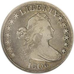 1806 50C Pointed 6, Stem--Cleaned--ANACS. Fine 12 Deta