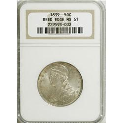 1839 50C MS61 NGC. Lustrous surfaces are enhanced by w