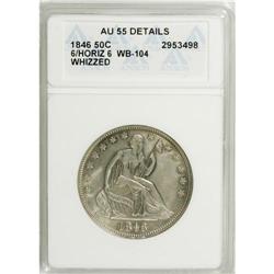 1846 50C 6 Over Horizontal 6--Whizzed--ANACS. AU55 Det