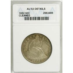 1852 50C --Cleaned--ANACS. AU53 Details. A bold example