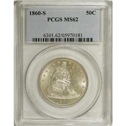 1860-S 50C MS62 PCGS. The 1860-S is typically found in