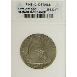 1870-CC 50C --Damaged, Cleaned--ANACS. Fine 12 Details.