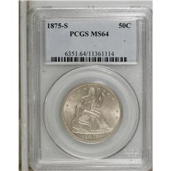 1875-S 50C MS64 PCGS. A thin veneer of light gold colo