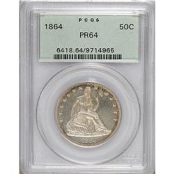 1864 50C PR64 PCGS. Areas of blue-green and russet ton