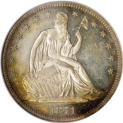 1871 50C PR64 Cameo NGC. Attractive orange toning ador