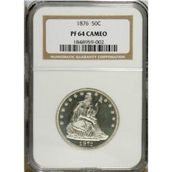 1876 50C PR64 Cameo NGC. This silver-gray specimen has
