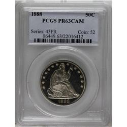 1888 50C PR63 Cameo PCGS. A boldly defined Select beau