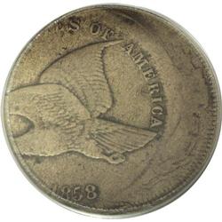 1858 1C Small Letters Flying Eagle Cent--Flipover Doub