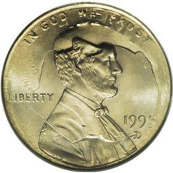 1995-D 1C Lincoln Cent--Struck on a 1995-D Dime--MS66