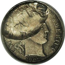 1903 10C Barber Dime--40% Brockage Obverse--AU58 PCGS.