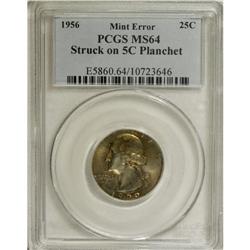 1956 25C Washington Quarter--Struck on a Five Cent Pla