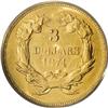 Image 2 : 1874 $3 Three Dollar Gold--Struck Through Obverse--MS6