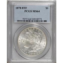 1878 8TF S$1 MS64 PCGS. VAM 14.2. Choice with strong l