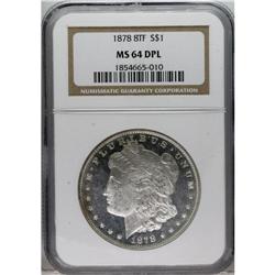 1878 8TF S$1 MS64 Deep Mirror Prooflike NGC. VAM-2. Th