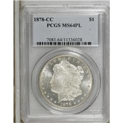 1878-CC S$1 MS64 Prooflike PCGS. Strongly prooflike fi
