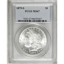 1879-S S$1 MS67 PCGS. Mostly brilliant with tiny dots