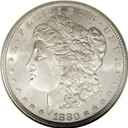 1880 S$1 MS66 NGC. A high-grade pearl-gray representat