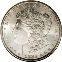 1881 S$1 MS66 NGC. Light gold toning visits this thoro