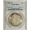Image 1 : 1881-CC S$1 MS64 PCGS. A whisper-thin veil of magenta