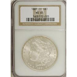 1881-CC S$1 MS65 NGC. Dripping with satiny frost, this