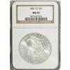 Image 1 : 1881-CC S$1 MS65 NGC. Silver-gray surfaces exhibit jus