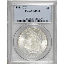 1881-CC S$1 MS66 PCGS. This lustrous high grade Carson