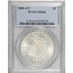 1881-CC S$1 MS66 PCGS. Frosty and immensely appealing.